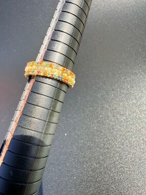Gold Multicolor Crystal Pavé Band - Women Jewelry Ring